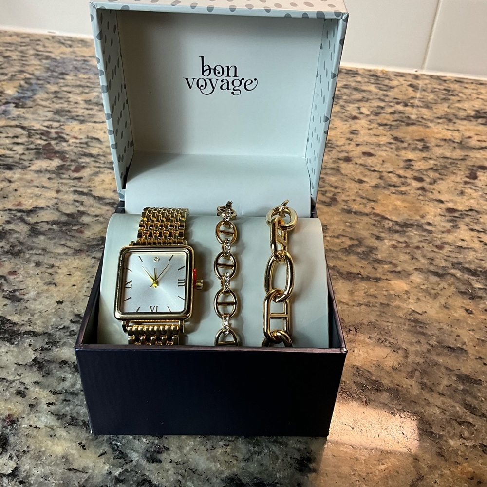 BON VOYAGE WATCH AND TWO BRACELETS (NEW)